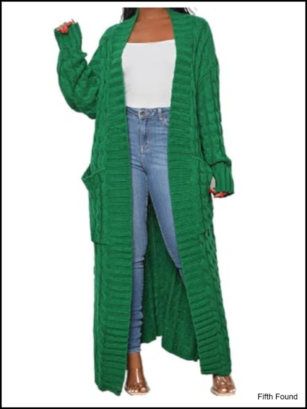 Women's Cable Knit Long Maxi Cardigan Open Front Dual Pockets